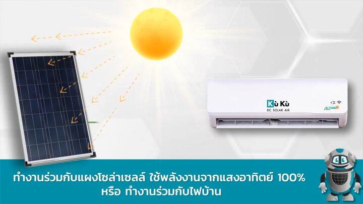 Kukuair เครื่องปรับอากาศ ขนาด 12000 Btu แอร์โซล่าเซลล์ Air Gen3 แอร์สุดประหยัด Th 1894