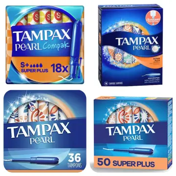 Tampax Pearl Tampons Super Absorbency with BPA-Free Plastic Applicator and  LeakGuard Braid, Unscented, 50 Tampons