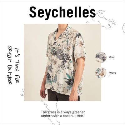 Shirtoria Hawaii- Seychelles เสื้อเชิ้ตผู้ชาย เสื้อเชิ้ตผู้ชายแขนสั้น เสื้อเชิ้ตฮาวาย NonIron ไม่ต้องรีด
