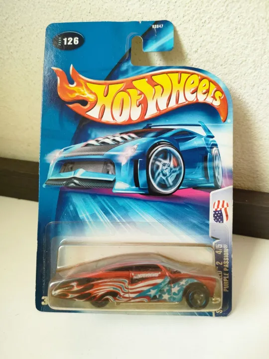 รถเหล็ก รถฮอทวีล 2004 Hot Wheels Star Spangled Purple Passion Red Th 8636