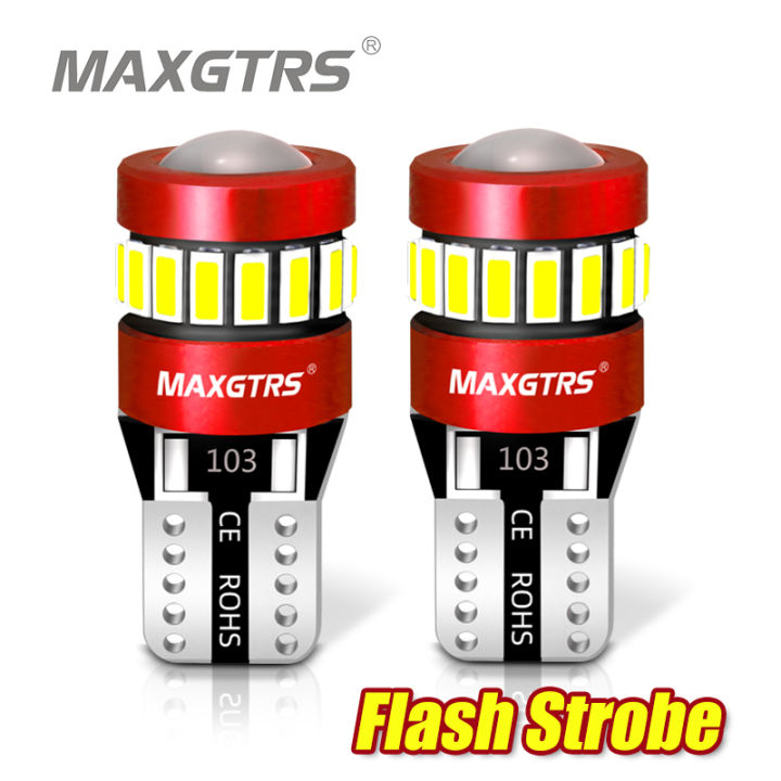 LED Car Lights Bulb  MAXGTRS - 2× Flash Strobe T10 W5W LED Bulbs