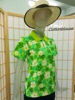 Cottonblouse #SK036 โปโลฮาวาย ญ. ลายดอก แขนสั้น casual style เกรดพรีเมี่ยม