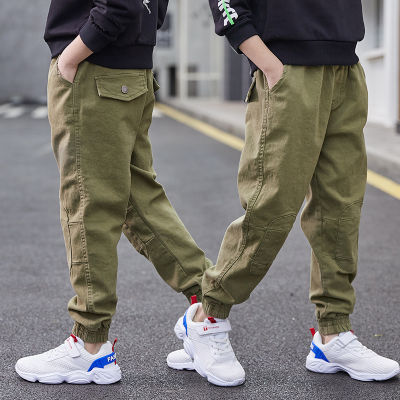 Boys Cargo Pants Childrens 2020 Childrens Clothing Spring and Autumn Fleece-Lined Medium and Big Childrens Spring Trousers Casual Pants Boys Fashion