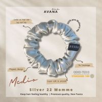 AVANA Medio Mulberry Silk Scrunchies 22 Momme สี Silver ยางรัดผมผ้าไหมถนอมเส้นผม ลดผมร่วง