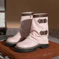 chloe.store ALYSSA PINK BOOTS บูทหุ้มข้อสูงสีชมพู 36-40