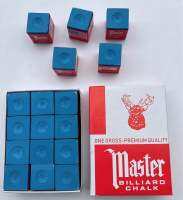 ชอล์กฝนหัวคิว Master ตรากวาง เกรด 3A สีน้ำเงินเข้ม จับติดหัวคิว  ( 1 กล่อง 12 ชิ้น) ?ค่าส่งราคาถูก?