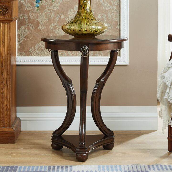 Solid Wood Sofa Side Table Corner Table American Style Small round