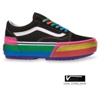 VANS OLD SKOOL STACKED GLITTER BLACK RAINBOW สินค้ามีประกันแท้