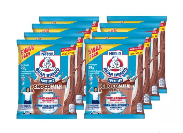 Bear Brand Fortified Choco Powdered Milk Drink 29g Swak Pack 8 Sachets