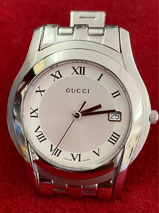 gucci-water-resistant-5500m-quartz-ตัวเรือนสแตนเลส-นาฬิกาผู้ชาย-มือสองของแท้