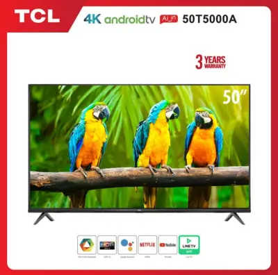 TCL ทีวี 50 นิ้ว LED 4K UHD Android TV Wifi Smart TV OS (รุ่น 50T5000A) Google assistant & Netflix & Youtube-2G RAM+16G ROM, One Remote with