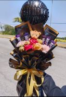 Teddy bear with Cadbury chocolate FERRORO Rocher bouquet Birthday gift