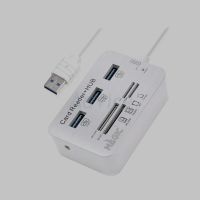 3 Port USB HUB v3.0 + Card Reader MAGIC TECH MT-20 (White) ประกัน 1Y แปลงสัญญาณภาพ ตัวแปลงสัญญาณ ขยายสัญญาณ อุปกรณ์เชื่อมต่อ แปลงสัญญาณ ฮับ