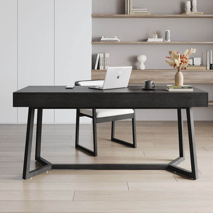 Modern Minimalist Ash Solid Wood Black Desk Modern Simple Home Office