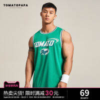 Tomatopapa เสื้อกล้ามดีไซน์ออริจินัลฉลุลายสำหรับผู้ชายเสื้อยืดแขนกุดแบรนด์ยอดนิยมเรียบง่ายระบายอากาศได้ดีแนวสปอร์ตไหล่กว้างสำหรับผู้ชาย