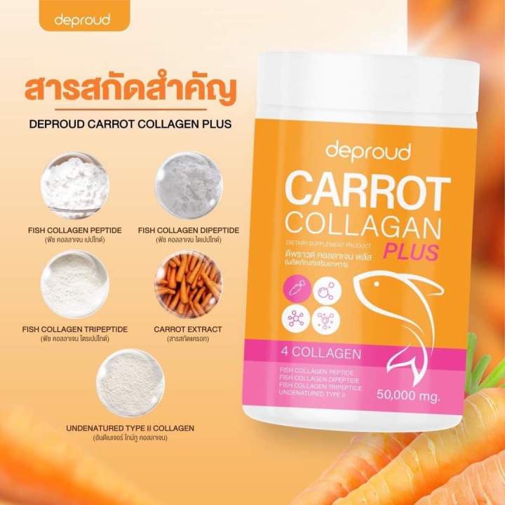 ส่งฟรี-ปลายทาง-carrot-collagen-คอลลาเจนแครอท-ดีพราวด์-ผิวกระจ่างใส-ผิวเนียนนุ่ม-deproud-carrot-collagen-plus