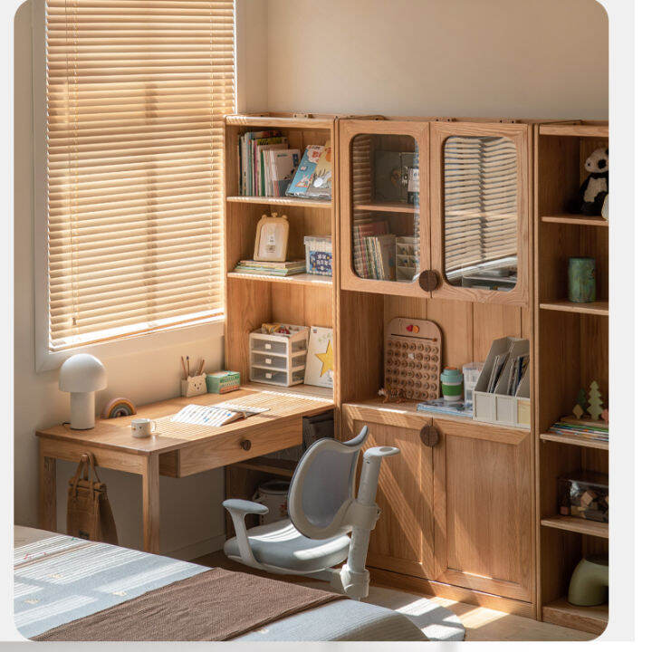 Children's Desk Bookcase Integrated Combination Study Table Solid Wood