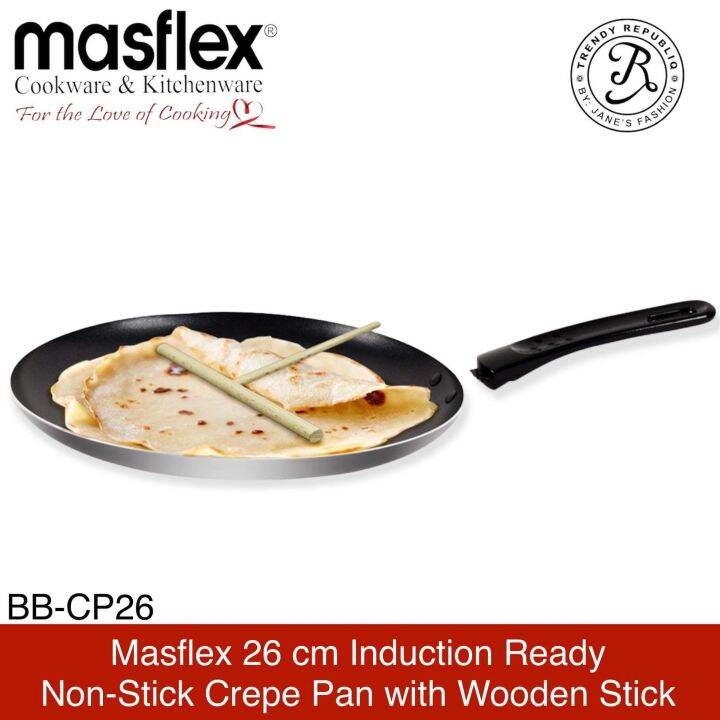 Masflex 26 cm Induction Non Stick Crepe Pan with Wooden Stick Lazada PH