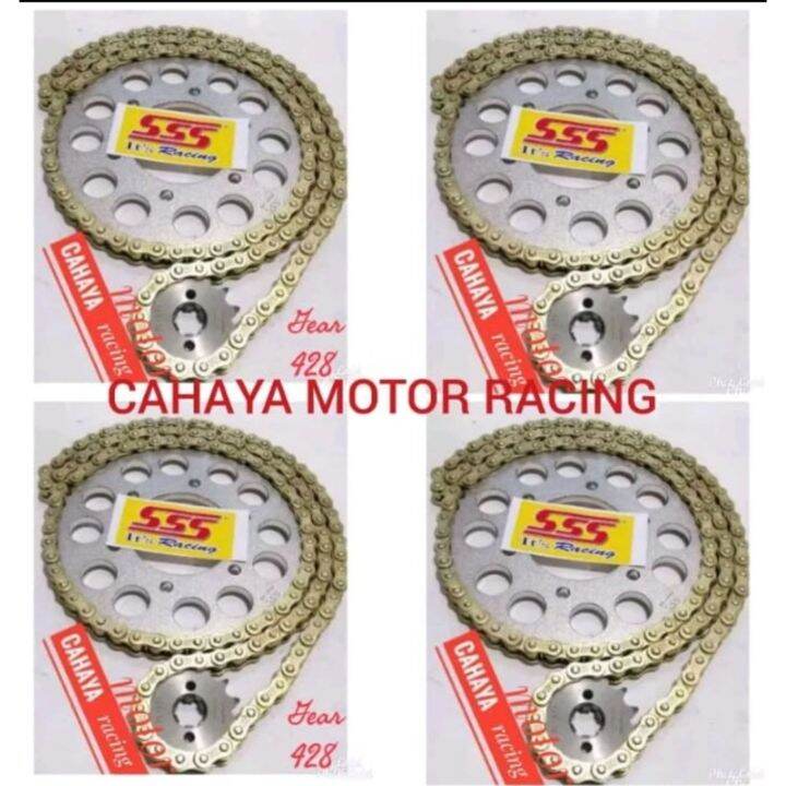 Gear set Sss Uk 428 T Rantai Gold Warna Sonic150 CS1 gear set