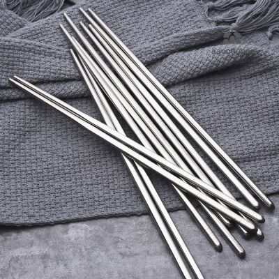 10 Pairs Chinese Metal Chopsticks Non-slip Stainless Steel Chop Sticks Set Reusabl