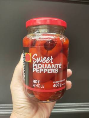 Peppadew Hot piquante peppers 400g.เปปาดิว พริกเผ็ดในน้ำปรุงรส 400กรัม