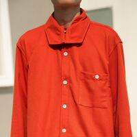 เสื้อเชิ้ตแขนยาวสีอิฐเปลี่ยนปกคอได้ FRAY04 Multico- polo shirt long sleeve brick