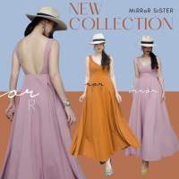 maxi dress แขนกุดคอวี ด้านหลังเว้าลึก ช่วงกระโปรงบานย้วยระย้า Tag::Mirror Sister