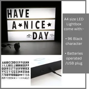 A4 Size Lightbox Letters LED Combination Cinema Light Box USB Port Powered  DIY Letters Symbol Card Decoration Lamp Message Board