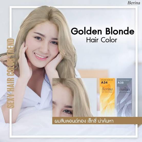 ครีมย้อมผม เบอริน่า A34+A38 สีบรอนซ์หม่น สีละ 1 กล่อง