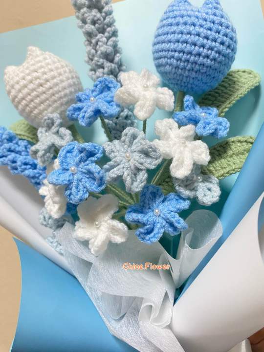 ช่อดอกไม้ไหมพรม-crochet-ช่อรับปริญญา-ของขวัญแสดงความยินดี-วันเกิด-วันครบรอบ-ปัจฉิม