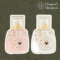 ʕ •ᴥ•ʔ ✿ พร้อมส่ง : เข็มกลัดเซ็ทกล้องถ่ายรูปมิกกี้เม้าส์ | Pink &amp; White Cream Mickey Mouse Camera Enamel Brooch Pin Set.