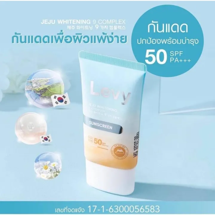 เลอวี่ ครีมกันแดดน้ำแร่เชจู สูตรใหม่แพ็คเกจใหม่ คุมมันกว่าเดิม Levy