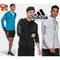 Adidas - ใหม่ เสื้อแจ็คเก็ตกันลมและฝน (ละออง) แบบมีฮู้ด ADIDAS OWN THE RUN HOODED WIND JACKET ED9291 GC7891 FL6964 GJ9930 GJ9948 H34515 HB7428