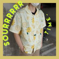 The CRACKER : Sour Time : เสื้อเชิ้ตแขนสั้น ลายน่ารัก ผ้าลื่น ใส่สบาย