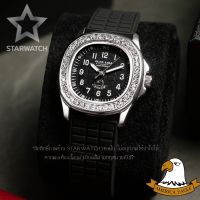 GRAND EAGLE นาฬิกาข้อมือผู้หญิง สายสแตนเลส รุ่น AE8014L – สายซิลิโคนดำ/เงิน/ดำ