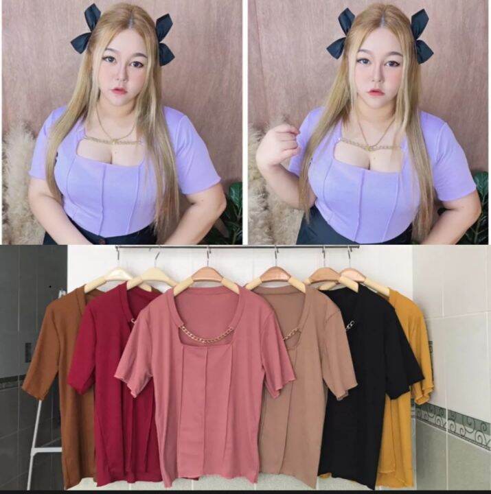 0เสื้อสาวอวบพร้อมส่ง-อก36-46ยาว23-งานสวยมาก-เสื้อวาริสตัวใหม่ห้อยโซ่