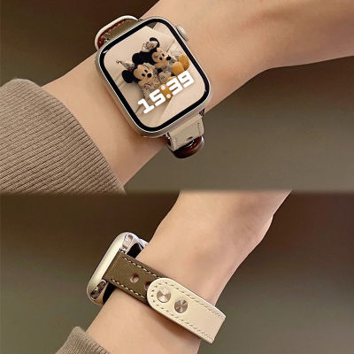 เหมาะสำหรับสายนาฬิกา iwatch9สายนาฬิกา applewatch หนัง iphonewatch เก้านาฬิกาแอปเปิ้ล watchs7/6 /se สายนาฬิกาหนังดูแพง iwatchs8หนังแท้ผู้หญิง s7s8s9