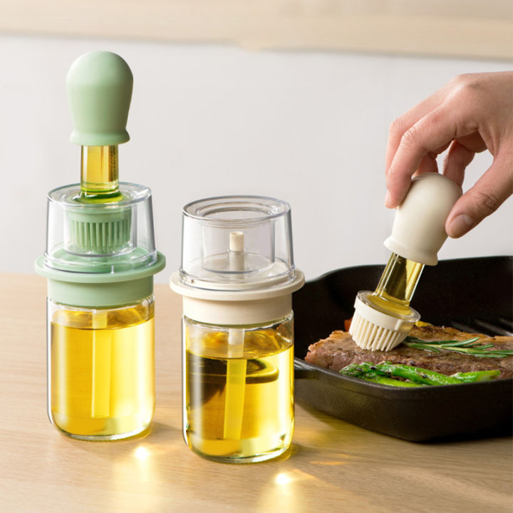 Glass Olive Oil Dispenser Bottle With Silicone Brush 2 In 1, Silicone  Dropper Measuring Oil Dispenser Bottle For Kitchen Cooking, Frying, Baking,  Bbq