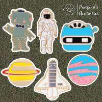 ʕ •ᴥ•ʔ ✿ พร้อมส่ง : เข็มกลัดเซ็ทนักบินอวกาศ, จรวดและหุ่นยนต์ | Astronaut, Rocket And Robot Enamel Brooch Pin Set.