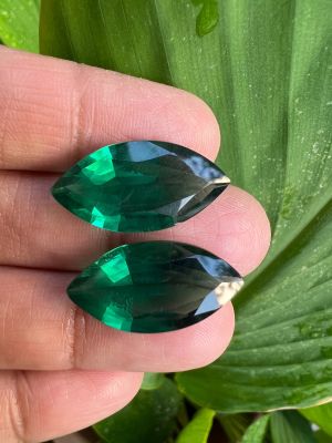 Lab green Tourmaline marquise 12x23mm 2 pieces weight 20 carats