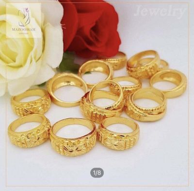 แหวน ลายดอกจิก เศษทองคำแท้ หนัก 2 สลึง ไซส์ 6-9 US (1 วง) ลายช.40