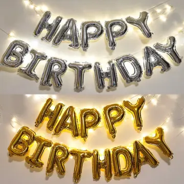 Gold Birthday Decorations - Gold Party Decorations Set with Birthday Banner, Gold White Confetti Balloons, Gold Foil Birthday Background, Tassel