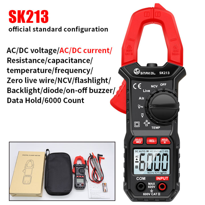 Digital Clamp Meter 600A True RMS Smart Plier Ammeter Auto Rang 6000 ...