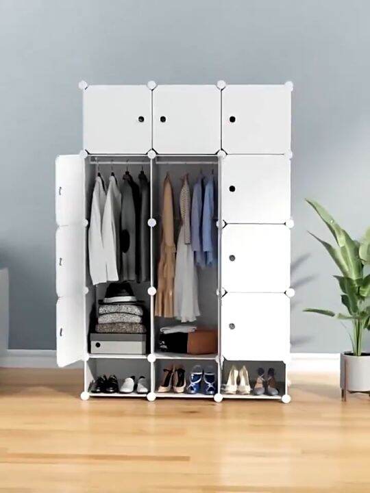 Almari Pakaian Storage Cabinet Black/White Door Cabinet Hanging Clothes ...