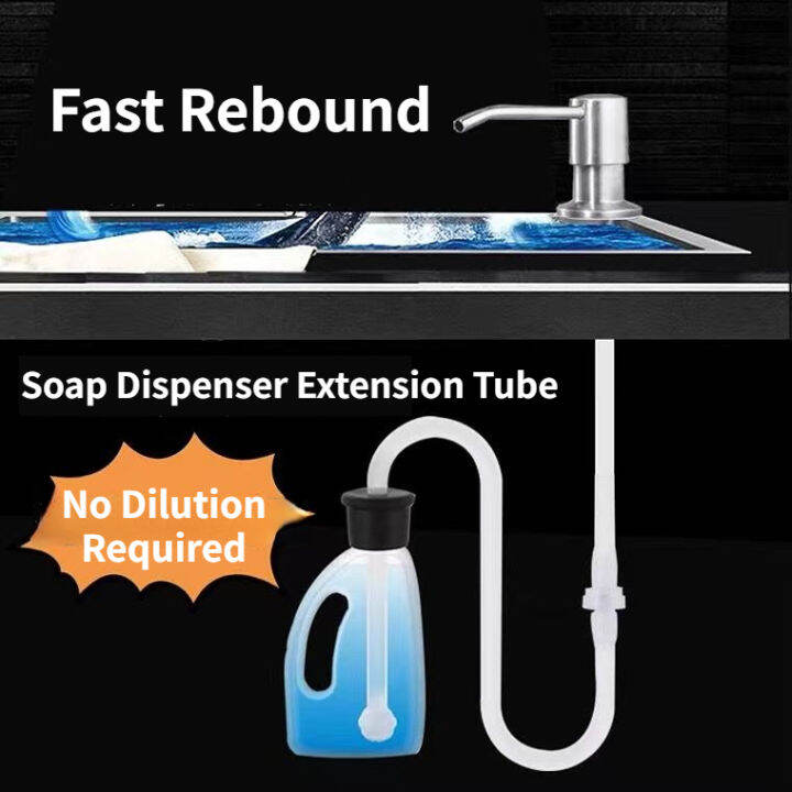 304 Stainless Steel Kitchen Sink Liquid Soap Universal Press Pump Dispenser Extended 1m Tube