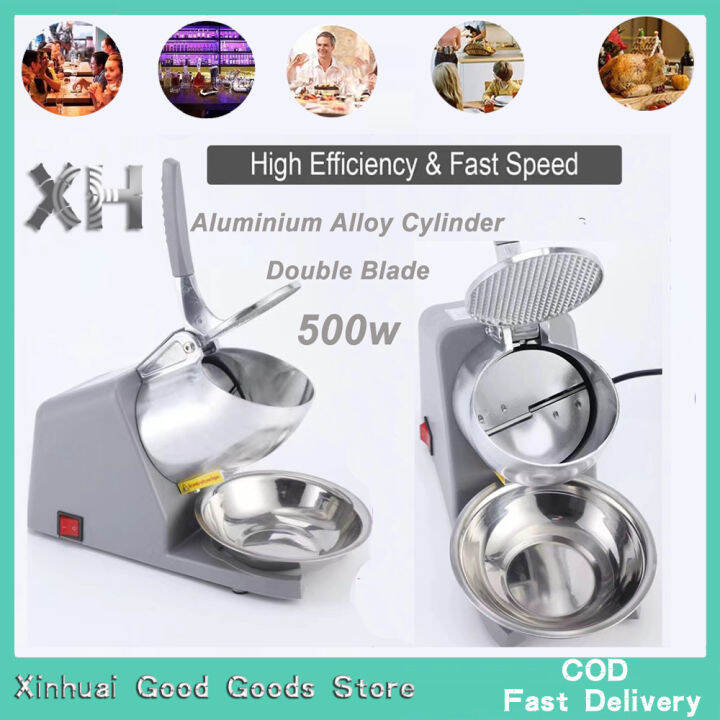 Ice Crusher Heavy Duty Ice Shaver Double Blade Stainless 500W High