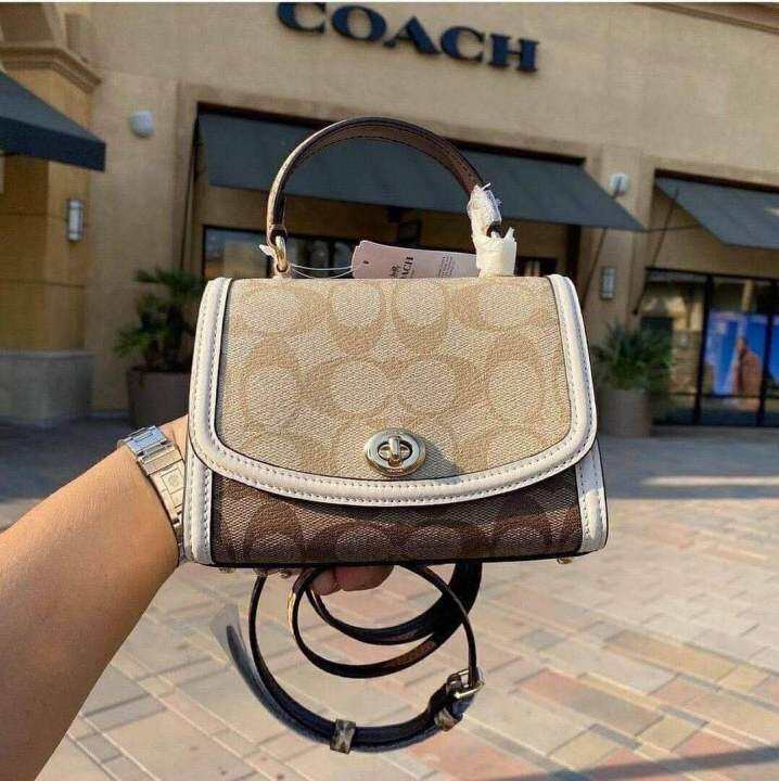 💯 Authentic COACH Signature Canvas and Leather Micro Tilly Top Handle Bag/ Crossbody Lazada