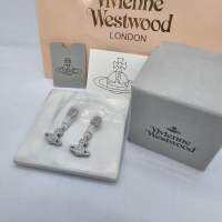 Vivienne Westwood Womens Clotilde Small Earrings ต่างหู แม่วิเวียน y2k อะไหล่เงิน ประดับเพชร  ตัวต่างหูตุ้มโลโก้ พร้อมกลับเข็มกลัด มีเอกลักษณ์มาก ถ่ายจากสินค้าจริง