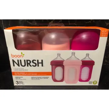 Boon Nursh Reusable Silicone Pouch Bottles Mint 3 Pack (8 oz)