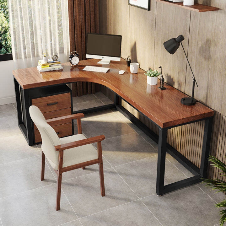 Solid Wood Corner Desk Double Writing Office Table Household Corner